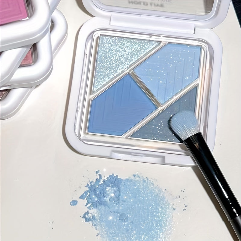 Portable 4 Eyeshadow Palette Pink Summer Green Contrast Mini Pocket