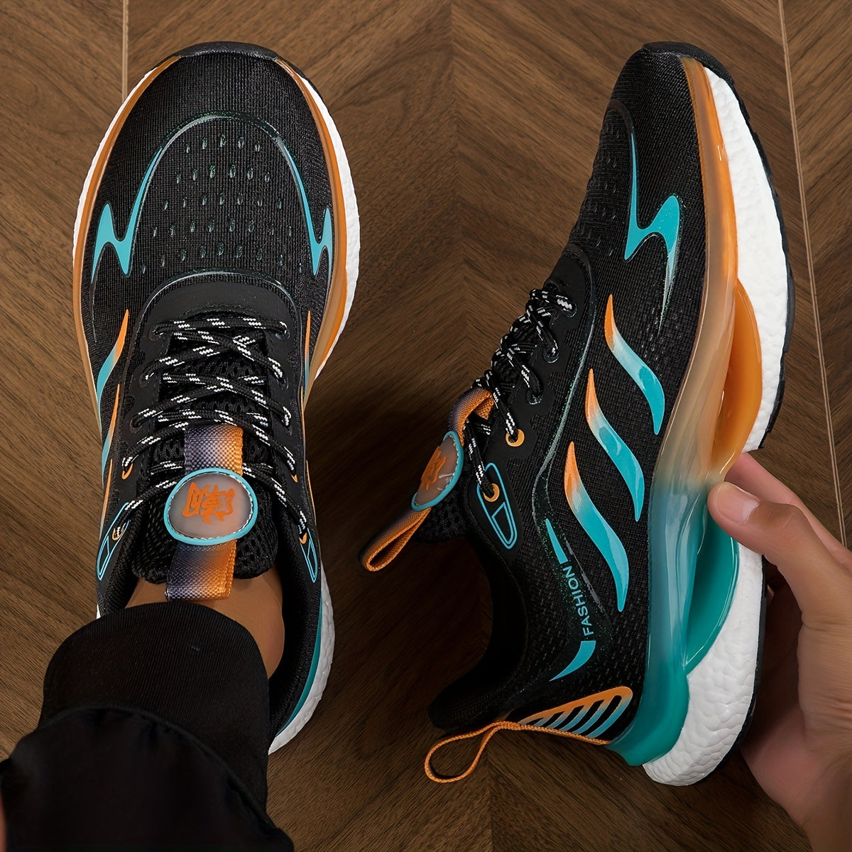 Unisex Lace Up Non-slip Athletic Running Shoes with Air Cushion