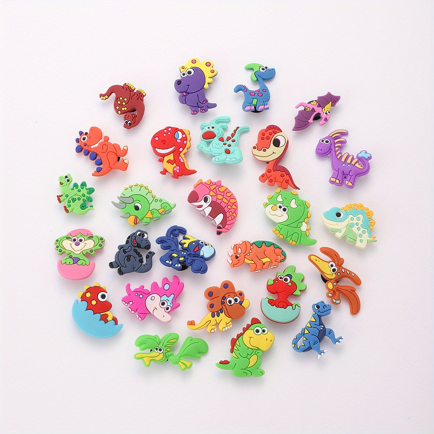 26pcs Dinosaur Shoe Charm Clogs DIY Decoration Soft Rubber Shoe Buckle