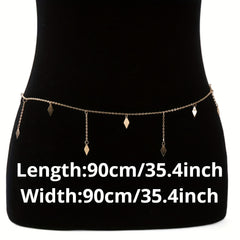 Rhombus Pendant Waist Chain Metal Belly Chain For Women