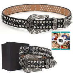 Skull Buckle Belt PU Leather Western Belt For Men