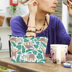 Sloth Pattern Cosmetic Bag For Women - Adorable Makeup Bags