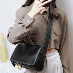Flap Crossbody Bag Wide Strap Square Bag