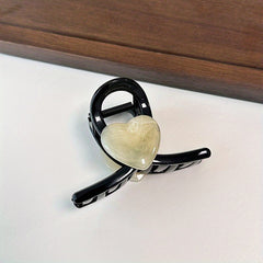 Heart Decor Hair Clip Resin Hair Claw Ponytail Holder for Women Girls
