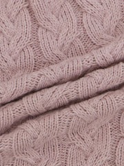  Cable Sleeve Hooded Sweater Loose Fit Pullover