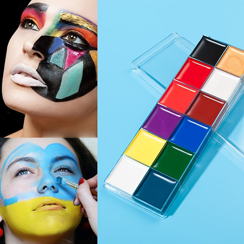 12 Colors Halloween Body Paint Paste Drama Makeup Palette