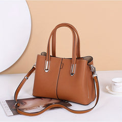 Leather Women's Handbag with Shoulder Strap Zipper Closure