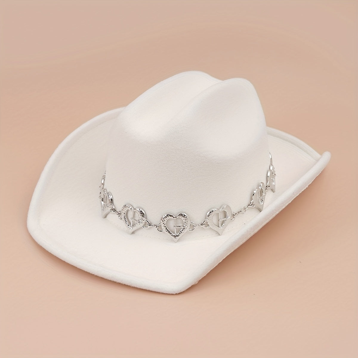 Fedora Cap Heart Chain Decor Western Cowboy Hat Warm Jazz Couple Felt Hats