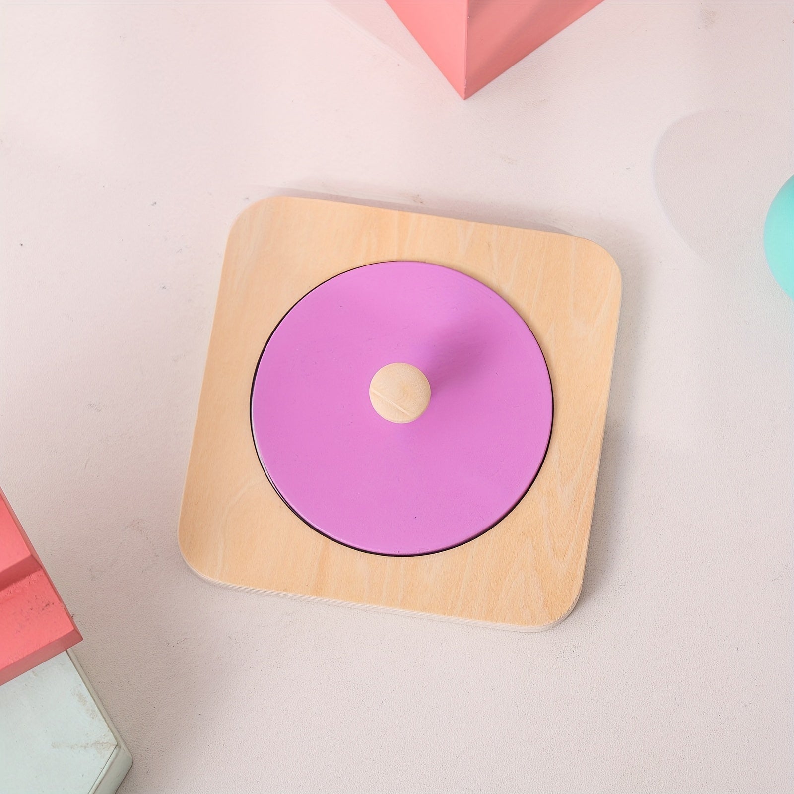 Wooden Geometric Shape Sorting Puzzle Board Purple