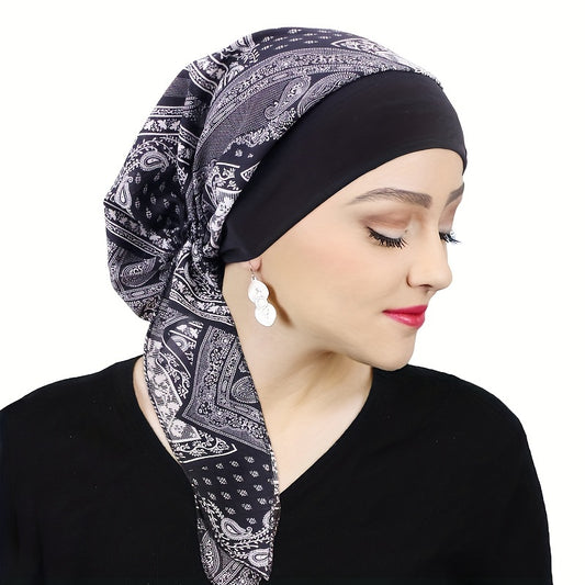 Paisley Print Elastic Bonnet Turban Cap Headscarf