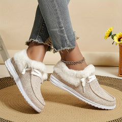 Women's Solid Non-slip Thickened Sneakers Low Top Warm Sport Shoes