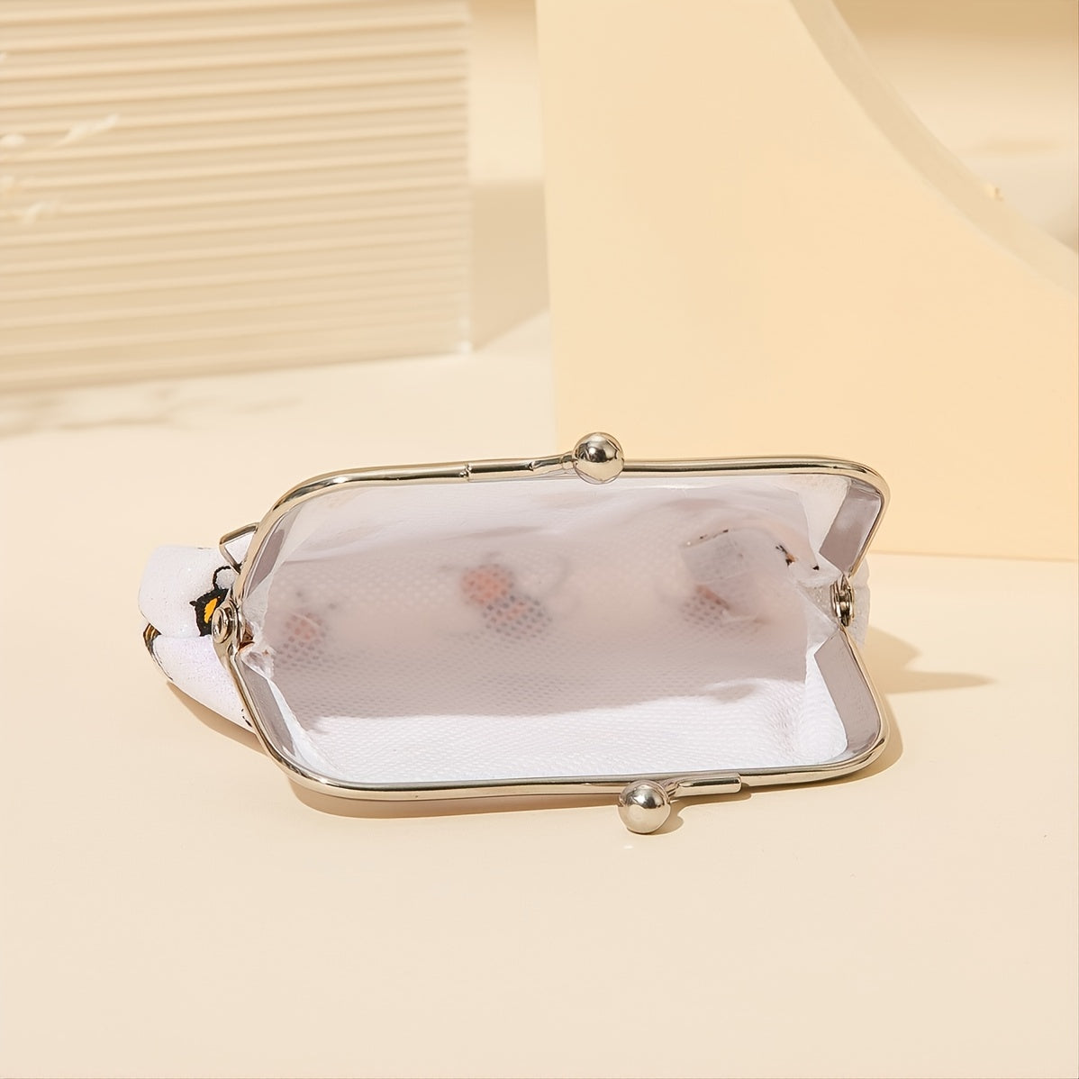 Bee Pattern Coin Purse, Kiss Lock Mini Wallet