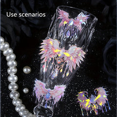 20pcs Angel Wings Theme Stickers Shimmery Glitter Self-adhesive PET Plastic