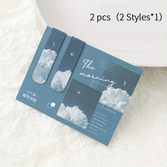 2pcs Magnetic Bookmark Scenery Clouds Literary Pattern Reading Tool