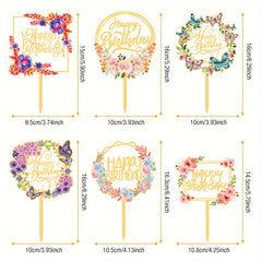 1pc Happy Birthday Butterfly Flower Cake Insert Decoration