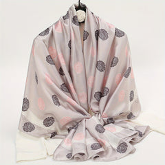 Striped Print Silk Scarf Windproof Shawl