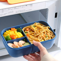 3-grid Insulated Lunch Box w/ Tableware - Leakproof Food Container for Office