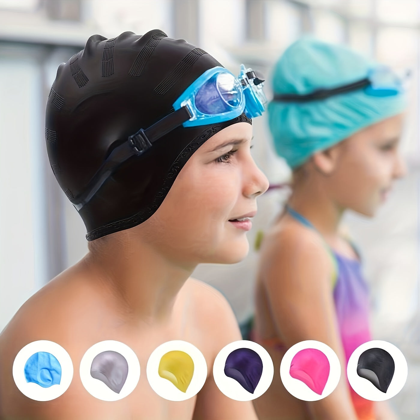 Silicone Swimming Cap Unisex Swim Bath Hats Ear Protection
