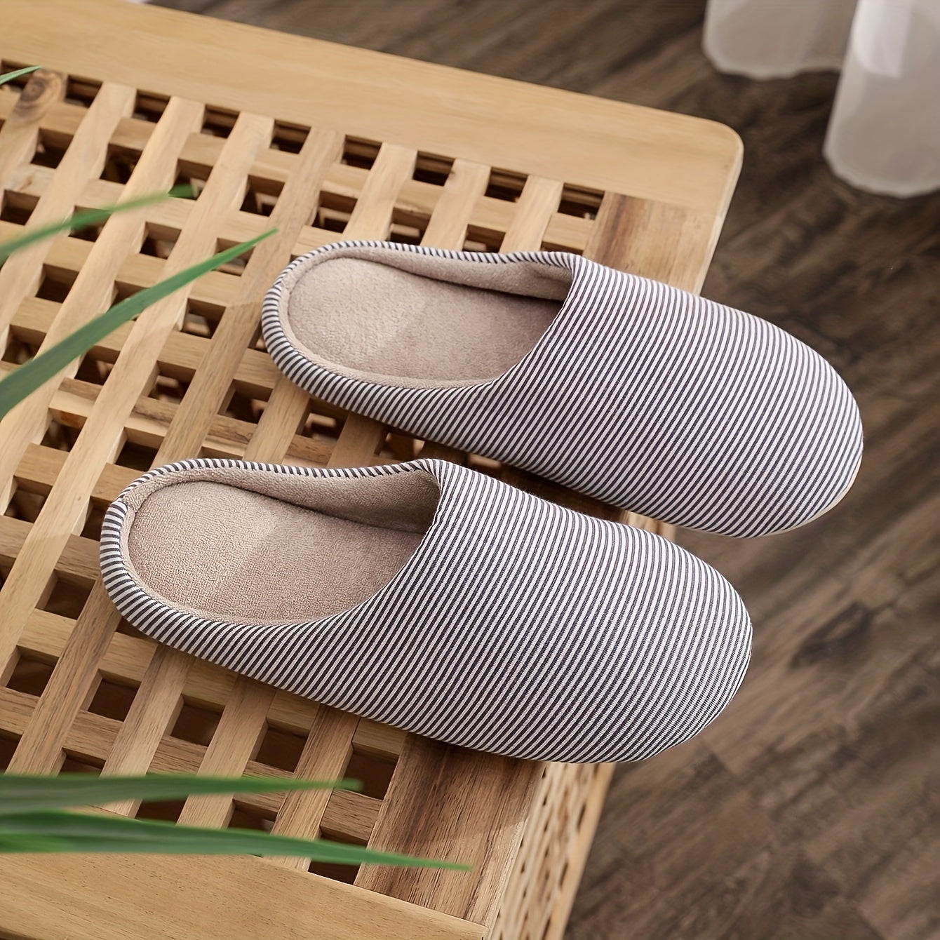 Cozy Striped House Slippers for Men