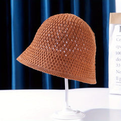 Hollow Crochet Bucket Hat Breathable UV Prot