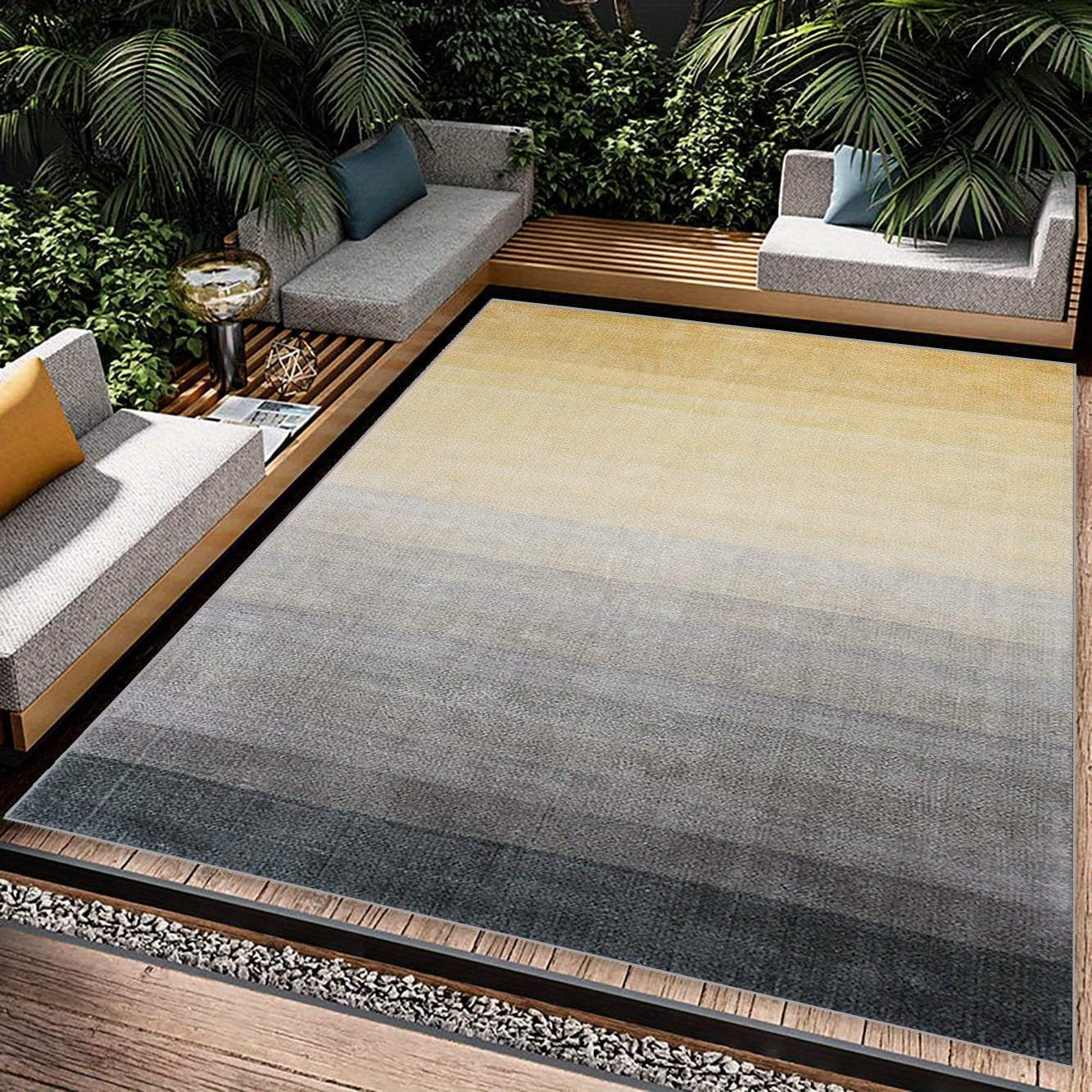 Gradient Faux Sheepskin Floor Mat for Living Room Bedroom Bedside