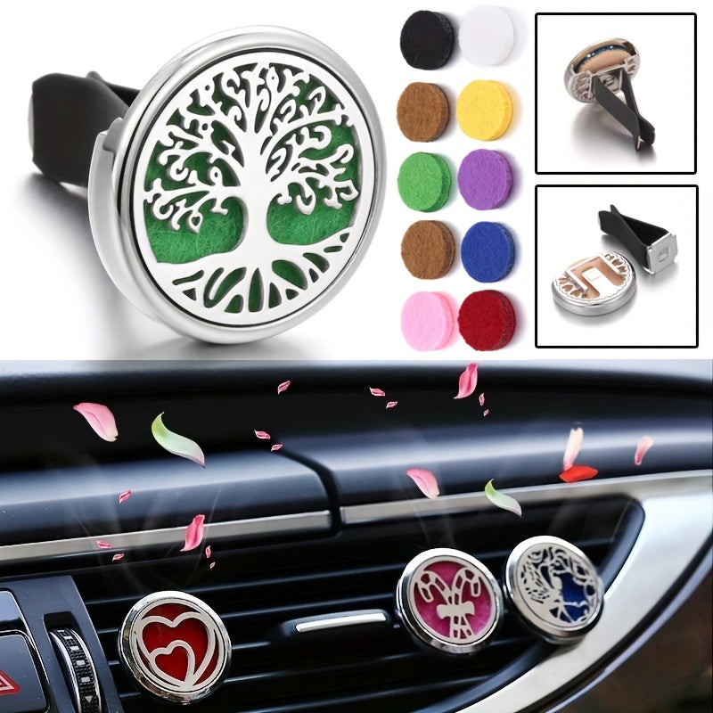 Car Aromatherapy Diffuser Locket Car Clip with 10pcs Mixed Pads