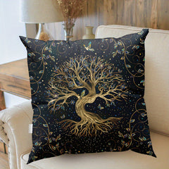 Modern Tree of Life Floral Throw Pillow Cases with Sun and Moon Designs