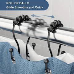 12pcs Double Hook Shower Curtain Ring Rustproof Smooth Glide for Bathroom