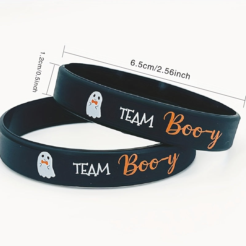 6pcs Halloween Ghost Print Wristband Silicone Bracelet