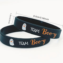6pcs Halloween Ghost Print Wristband Silicone Bracelet