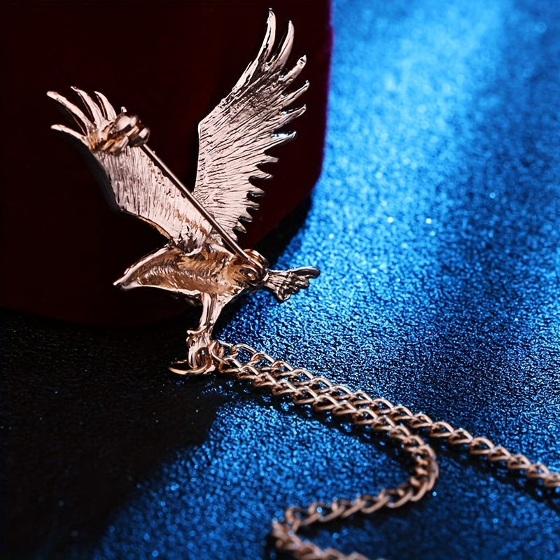 Elegant Eagle Brooch for Men with Artificial Diamond Inlay