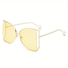 Oversized Butterfly Hollow Sun Glasses Women Y2K Gradient Metal Glasses
