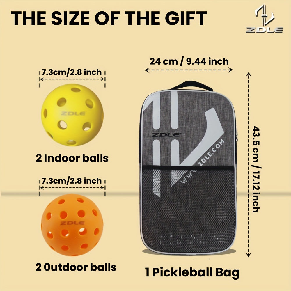2pcs Glass Fiber Pickleball Paddles with Polypropylene Core