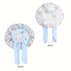 Kids Satin Sleep Bonnet Hat Bow Adjustable Night Sleep Cap