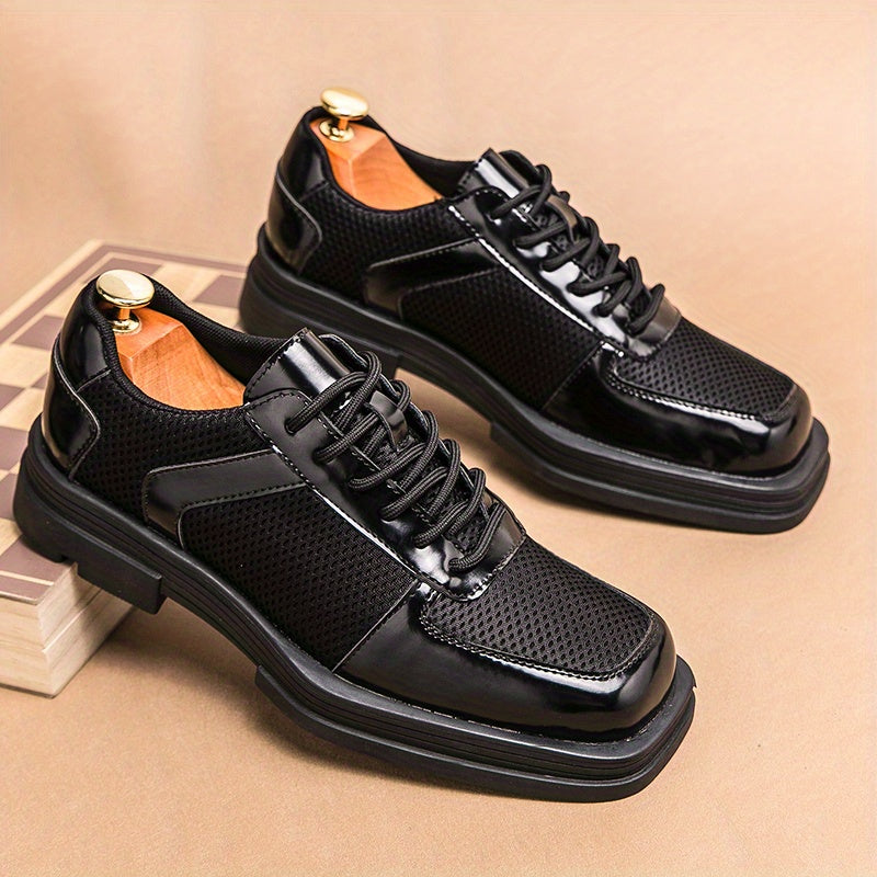 Women's Square Toe Oxfords Breathable Mesh Lace Up Low Top Shoes