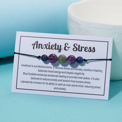 Healing Crystal Bracelet Natural Stone Beaded Bracelets Reduce Anxiety & Stress