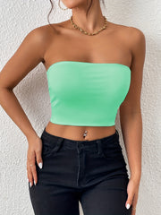 Solid Tube Top Sexy Crop Stretchy Top Women's Clothing