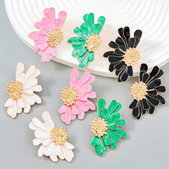 2pcs Alloy Flower Stud Earrings Vintage Style