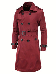 Men's Double Breasted Trench Coat Casual Lapel Overcoat