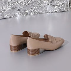 Women's Square Toe Chunky High Heels Solid Slip On Stacked Heels Pumps