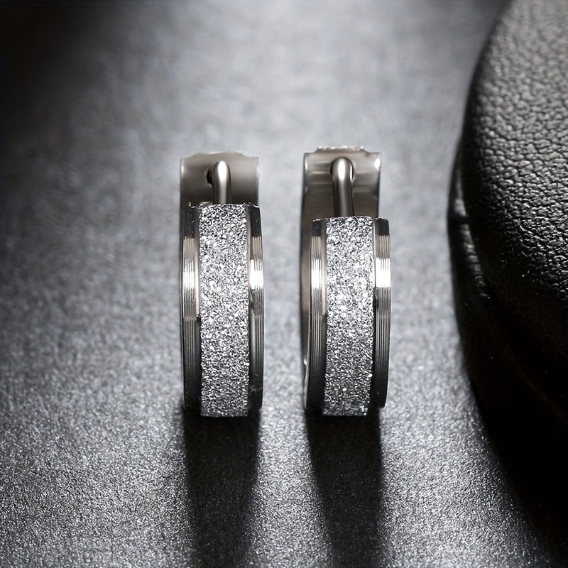 Vintage 18k Plated Stainless Steel Hoop Earrings for Women