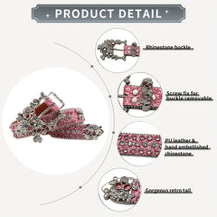 Gothic Rhinestone Skull Bone Belt Sparkling Glitter Sequin PU Belt