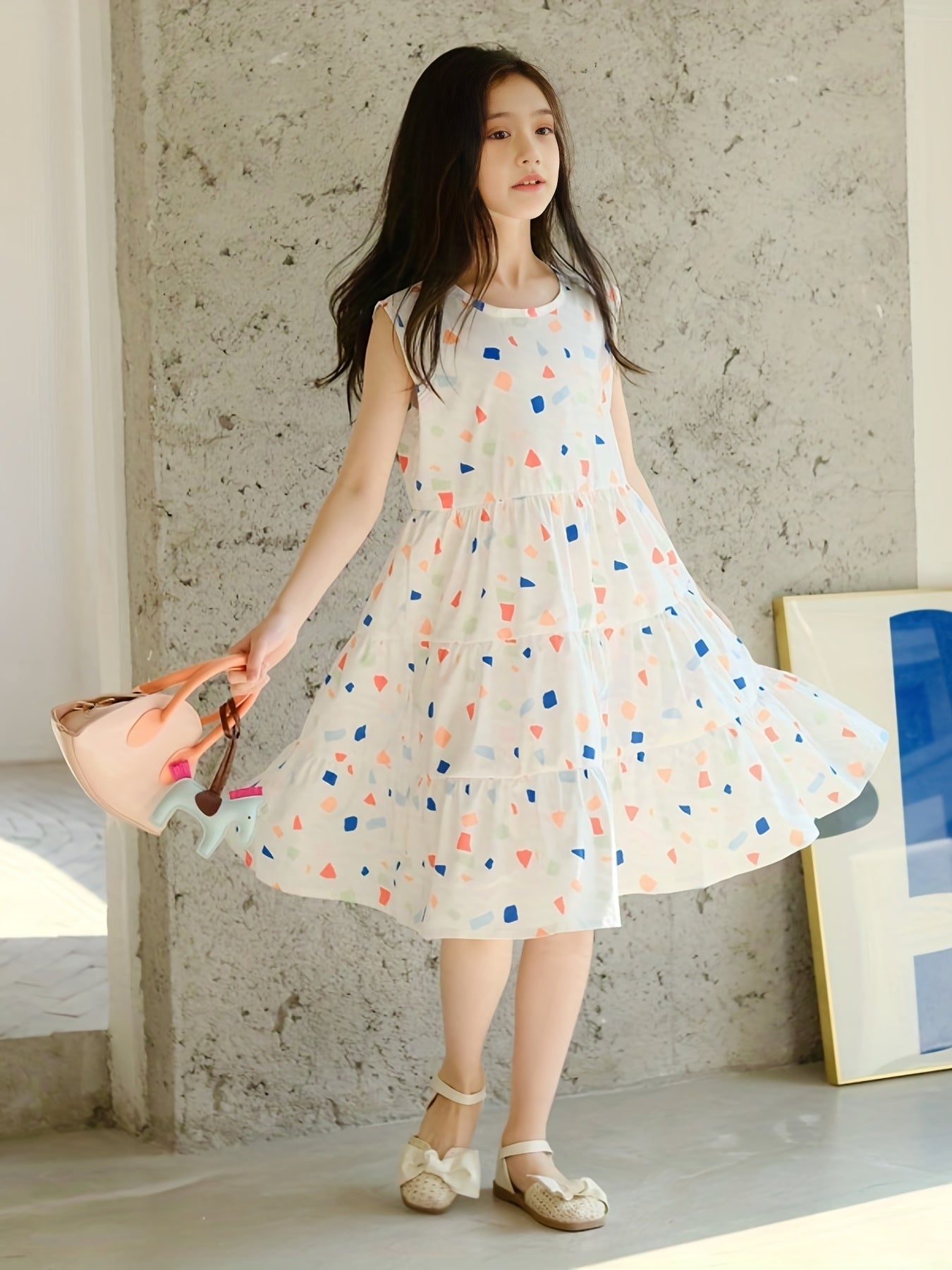 Girl's Geometry Pattern Princess Dress