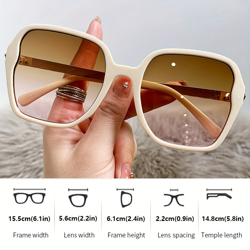 Y2K Square Frame Sunglasses Gradient Lens Chevron Temple Glasses