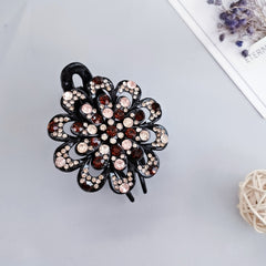 Vintage Crystal Flower Hair Claw Clip Fancy Barrette