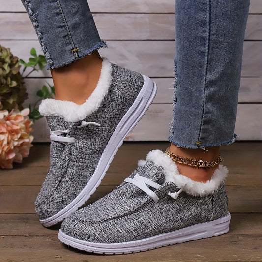 Women's Non-slip Thickened Sneakers Low Top Warm Sport Shoes