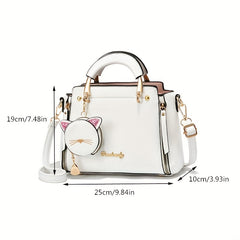 Cartoon Cat Pendant Handbag Crossbody Bag with Coin Purse