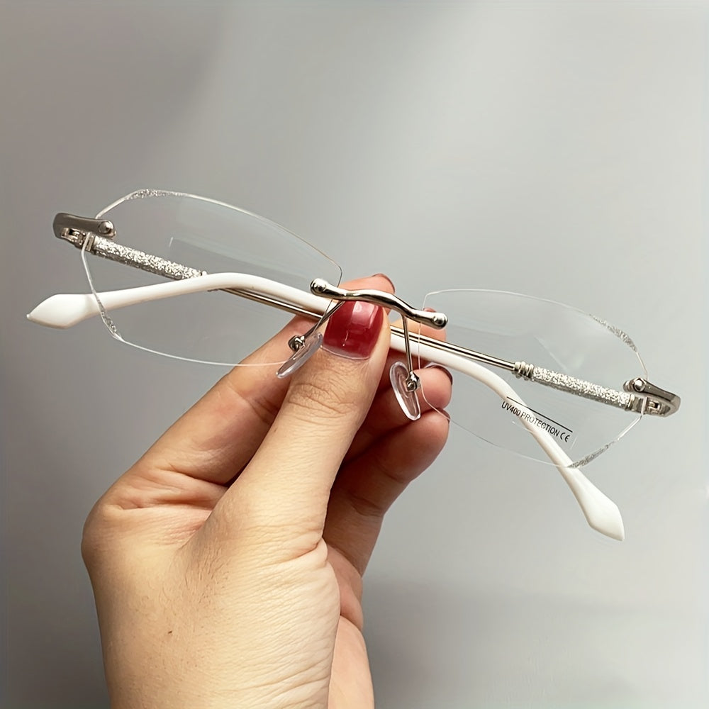 Glitter Rhinestone Rimless Glasses Spectacles Frame