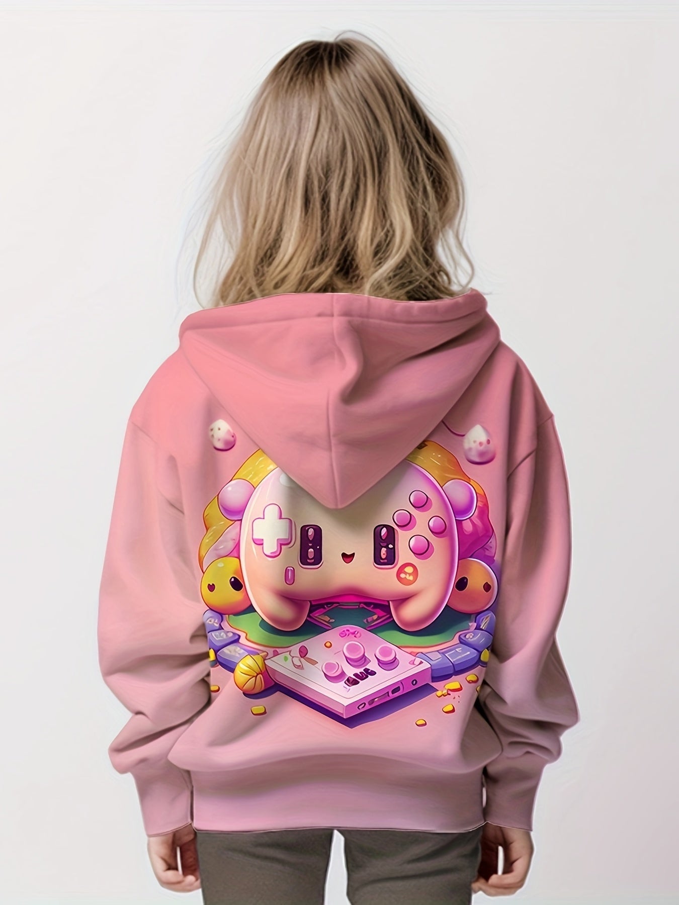 Cartoon Gamepad Graphic Hoodies For Girls 4 14y
