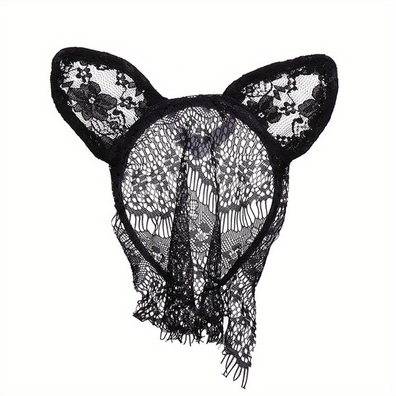 Lace Veil Cat Ears Hair Hoop for Women